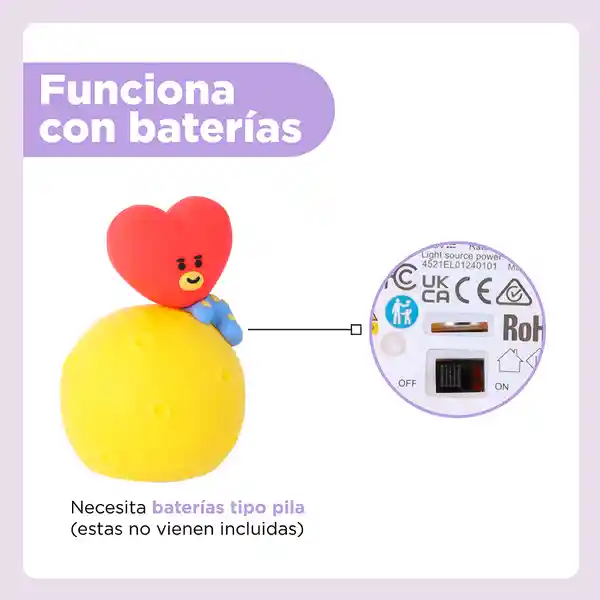Lámpara de Noche Led Moon Tata Bt21 Miniso