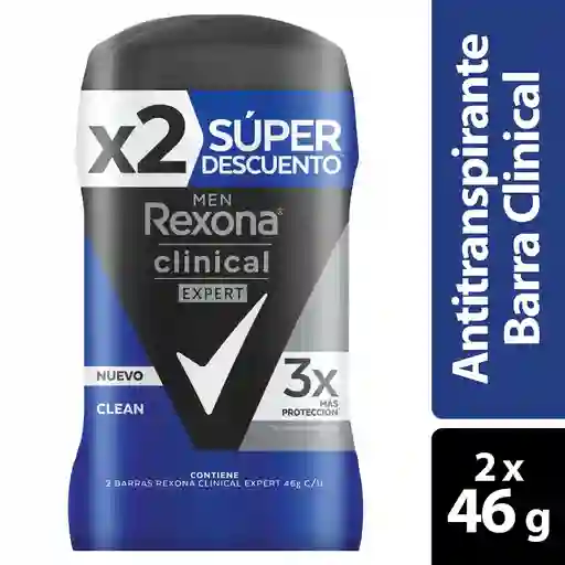 Desodorante Barra Rexona Clinical Expert Clean X2