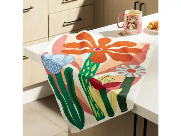 Paño Estampado Atemporal Flores Naranjas Casaideas