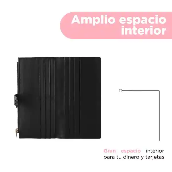 Cartera Larga Para Mujer Negro Serie Miniso
