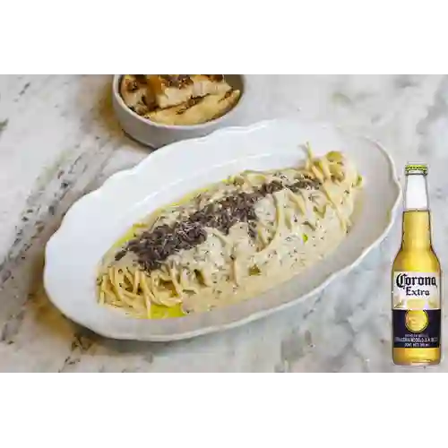 Combo Spaghetti Trufado + Cerveza Corona Bot. 355ml