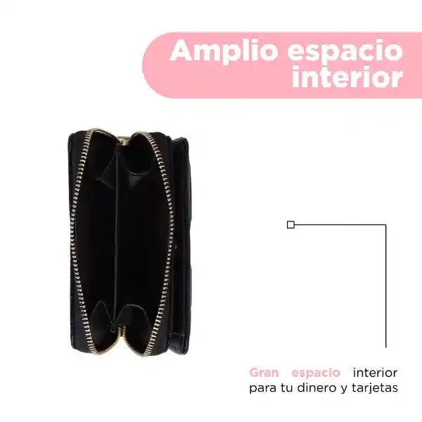Cartera Para Mujer Con Textura Granulada Negro Serie Miniso