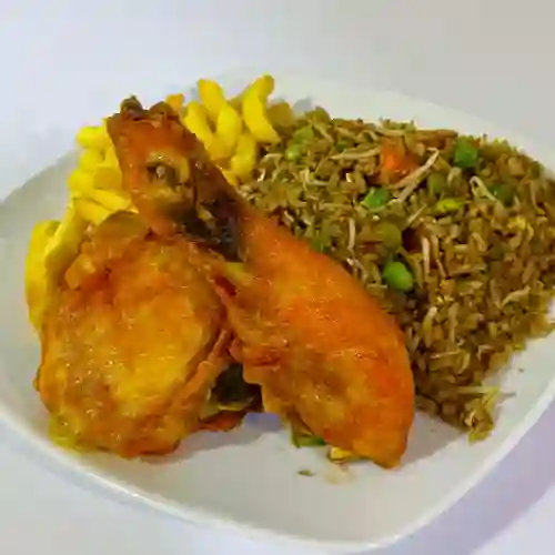 Pierna Pernil+arroz Tepanyaki+papas Fran