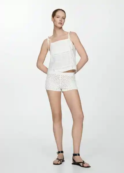 Top Lazo Blanco Talla Xs Mujer Mango