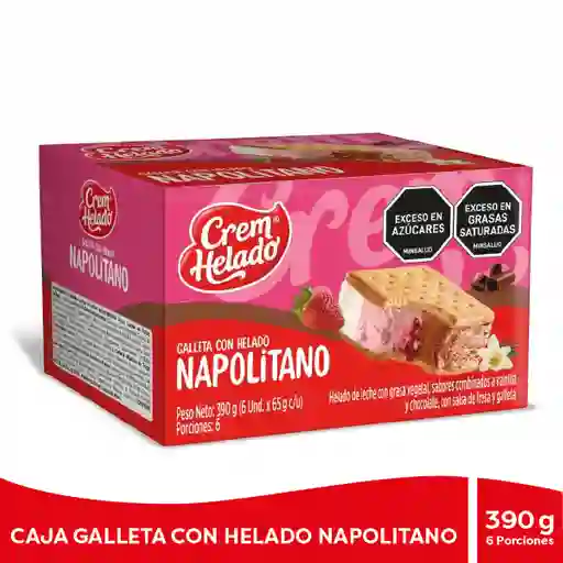 Crem Helado Galleta Con Helado Napolitano 65 g x 6 Und