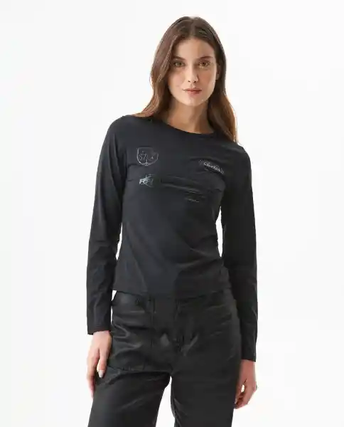 Top Graphic Longsleeve Femenino Negro Sombrio Talla M Chevignon