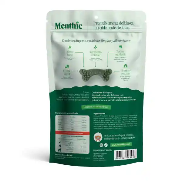  Menthic Huesos Talla S. Snacks Dentales x 9 unidades (79 gr)