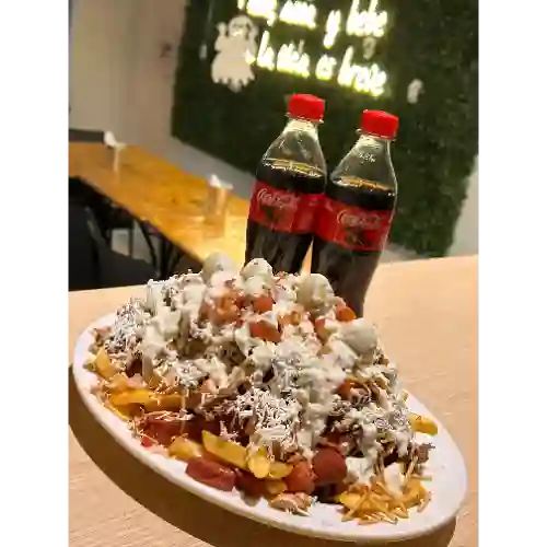 Salchipapa morronga personal