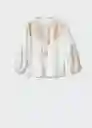 Blusa Contrast Off White Talla XS Mujer Mango