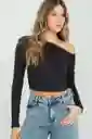 Top Asimétrico Manga Larga Color Negro Talla XS Ragged