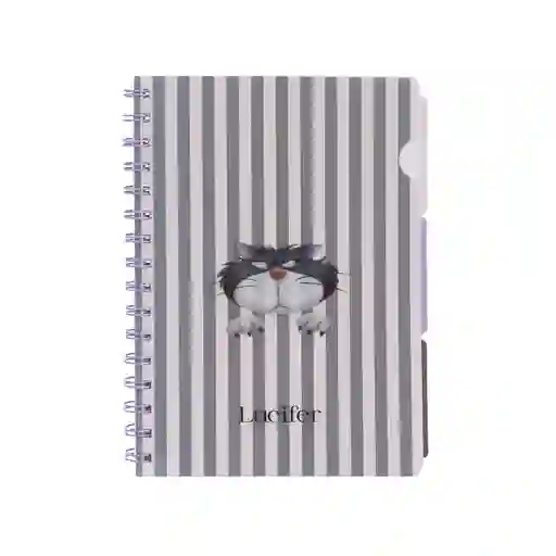 Agenda A5 Tapa Blanda Argollada Serie Lucifer Cat Miniso