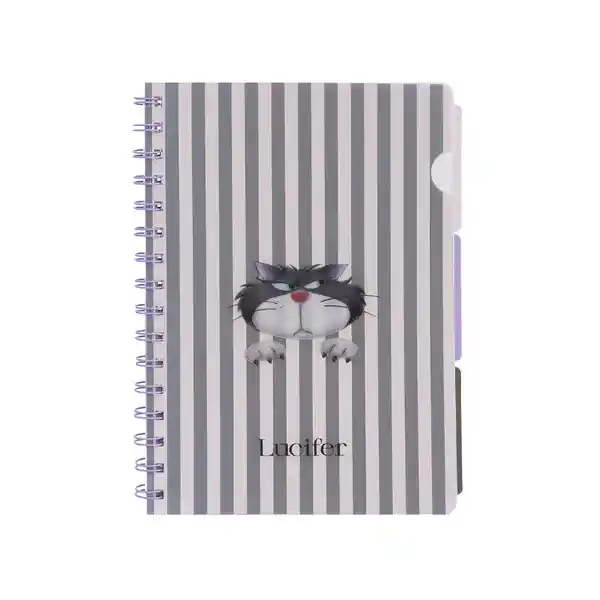 Agenda A5 Tapa Blanda Argollada Serie Lucifer Cat Miniso