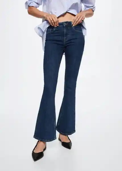 Jeans Flare Tejano Oscuro Talla 48 Mujer Mango