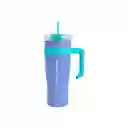 Vaso de Acero Con Pitillo Azul y Verde 1600 mL Miniso