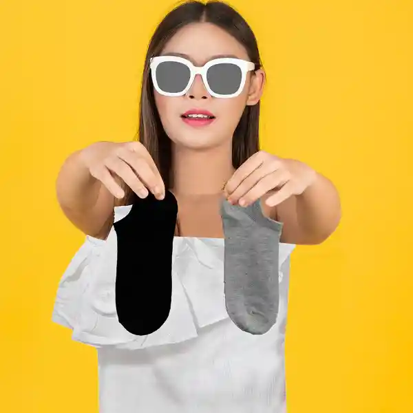 Medias Para Mujer Color Negro Blanco Gris Miniso