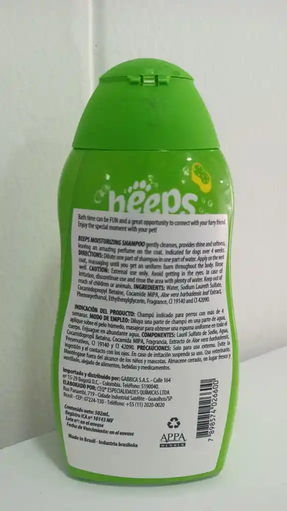 Beeps Shampoo Moisturuzing X 502 Ml/17oz