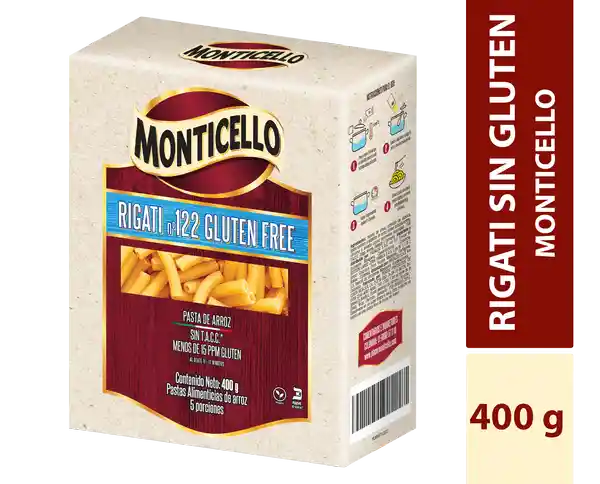 Monticello Pasta Rigati Libre de Gluten
