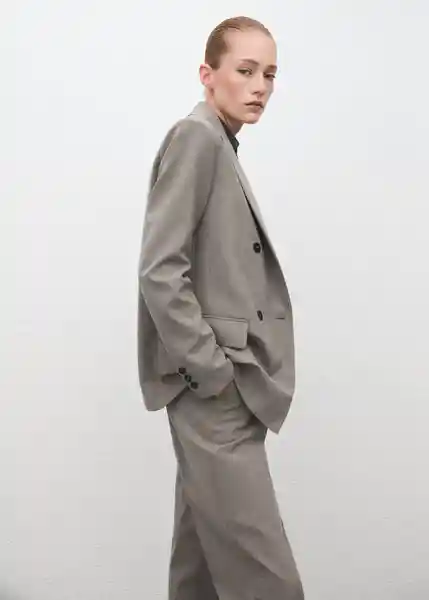 Blazer Americana Puglia Gris Talla L Mujer Mango