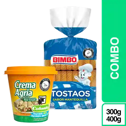 Combo Bimbo Tostaos Sabor Mantequilla + Crema Agria Colanta x 400g