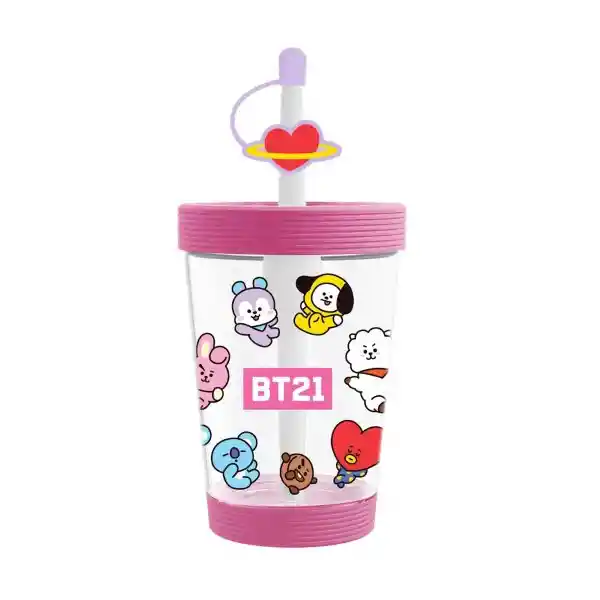 Bt21 Vaso de Plástico Portatil Rosa 535 mL