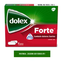 Dolex Acetaminofen Forte Alivio del dolor fuerte Rápida absorción x 10