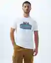 Camiseta Hombre Blanco y Azul Talla M 849f016 Americanino