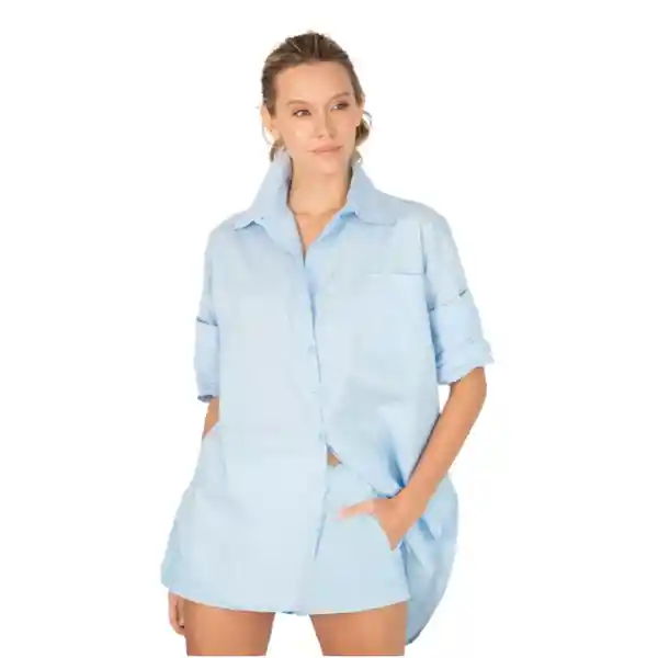 Camisa Boyfriend Haven Azul Claro Talla S