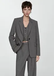 Blazer Bowery Gris Talla M Mujer Mango