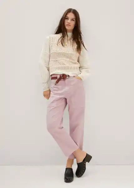 Pantalón Alessia Rosa Pastel Talla 34 Mujer Mango