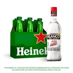 Six Pack Cerveza Heineken Lata 269 Ml + Blanco Del Valle Sin Azucar 750 Ml