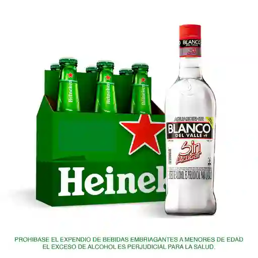 Six Pack Cerveza Heineken Lata 269 Ml + Blanco Del Valle Sin Azucar 750 Ml