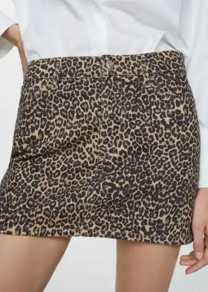 Falda Leopard Marron Talla L Mujer Mango