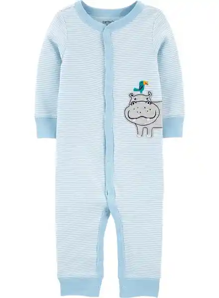 Carter's Pijama Algodón Animales Hippo Celeste Talla 6 Meses