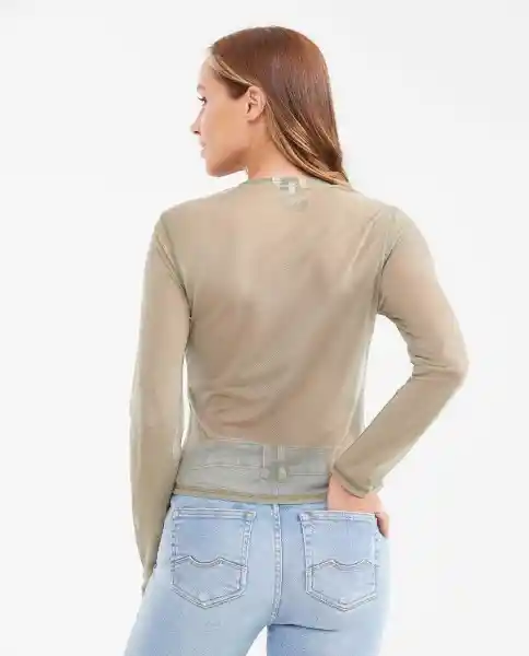 Camiseta Longsleeve Mesh Top Verde Cerro Oscuro L Chevignon