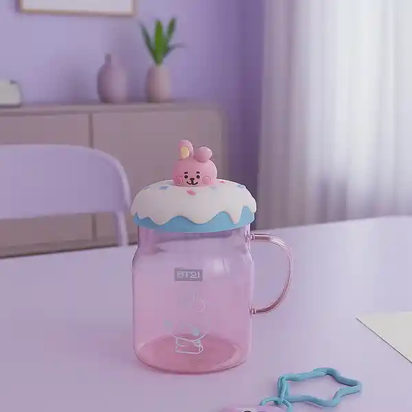 Taza Con Tapa y Baby Cooky Bt21 Miniso