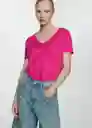 Camiseta Linito Fucsia Talla M Mujer Mango