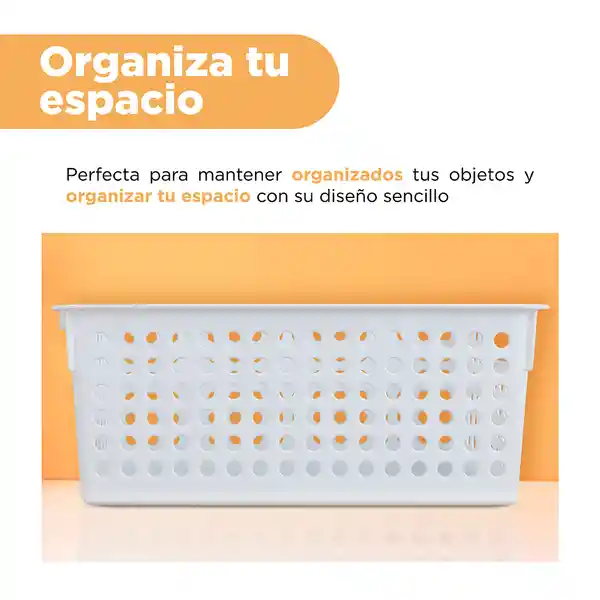 Organizador Plástico Con Asa Versión Alta Blanco M Miniso