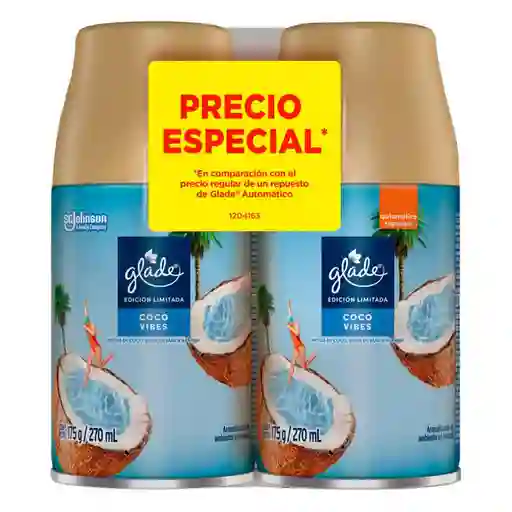 Glade Aromatizante Ambiente Aerosol Repuesto Coco
