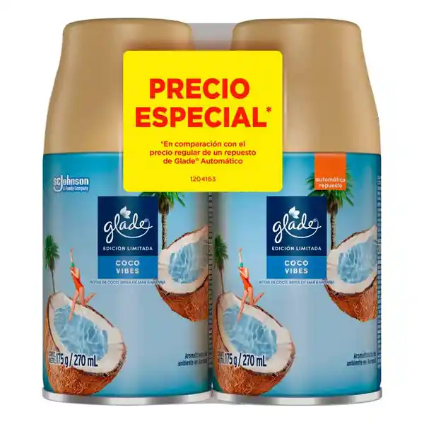 Glade Aromatizante Ambiente Aerosol Repuesto Coco