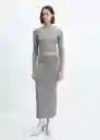 Falda Prinches Gris Medio Vigoré Talla XS Mujer Mango