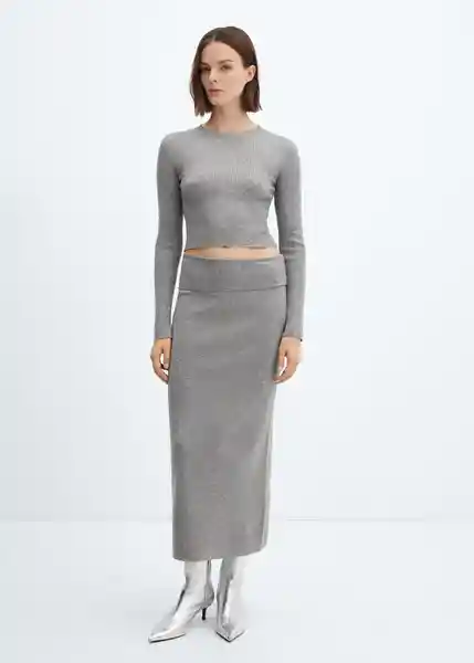 Falda Prinches Gris Medio Vigoré Talla XS Mujer Mango