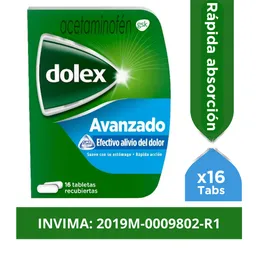 Dolex Acetaminofen Avanzado Alivio del Dolor y la Fiebre x 16