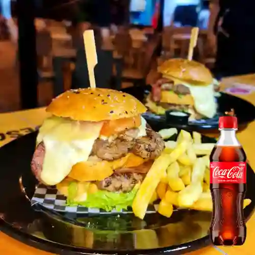 Combo Hamburguesa Doble Quesuda +Cocacola Orig 400ml