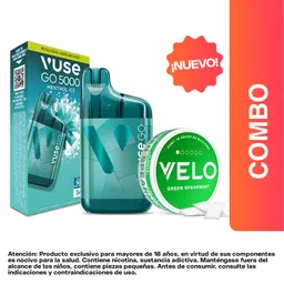 Combo Vuse go Vapeador 5000 Menthol Ice + Velo Menta Verde 4 mg