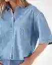 Camisa Azul Rivera Medio Talla M 619F016 Esprit