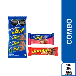 Combo Jet Relleno Fresas + Jumbo Chocolate + Chocolatina Leche