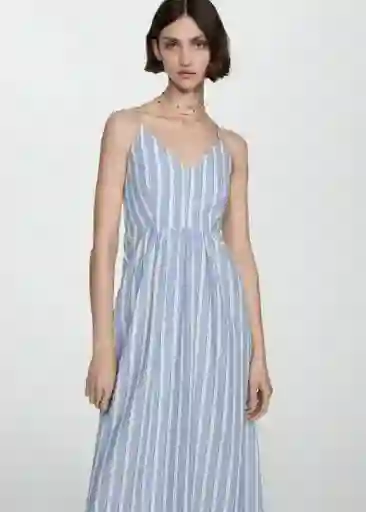 Vestido Cristi Celeste Talla Xl Mujer Mango