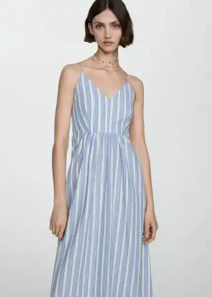Vestido Cristi Celeste Talla Xl Mujer Mango