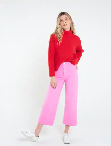 Pantalón Castri Mujer Rosa Begonia Medio Talla 12 Naf Naf