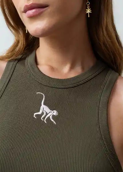 Camiseta Mujer Verde Olivo Ultra Oscuro Talla M 402G032 Naf Naf